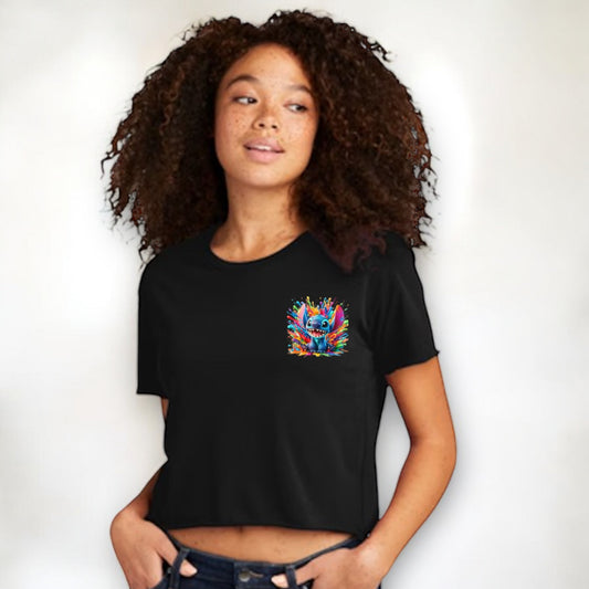 Stitch Ears Up Cali Crop Black T-Shirt