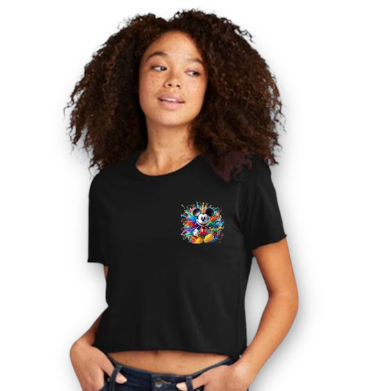 Mickey Mouse Cali Crop Black T-Shirt