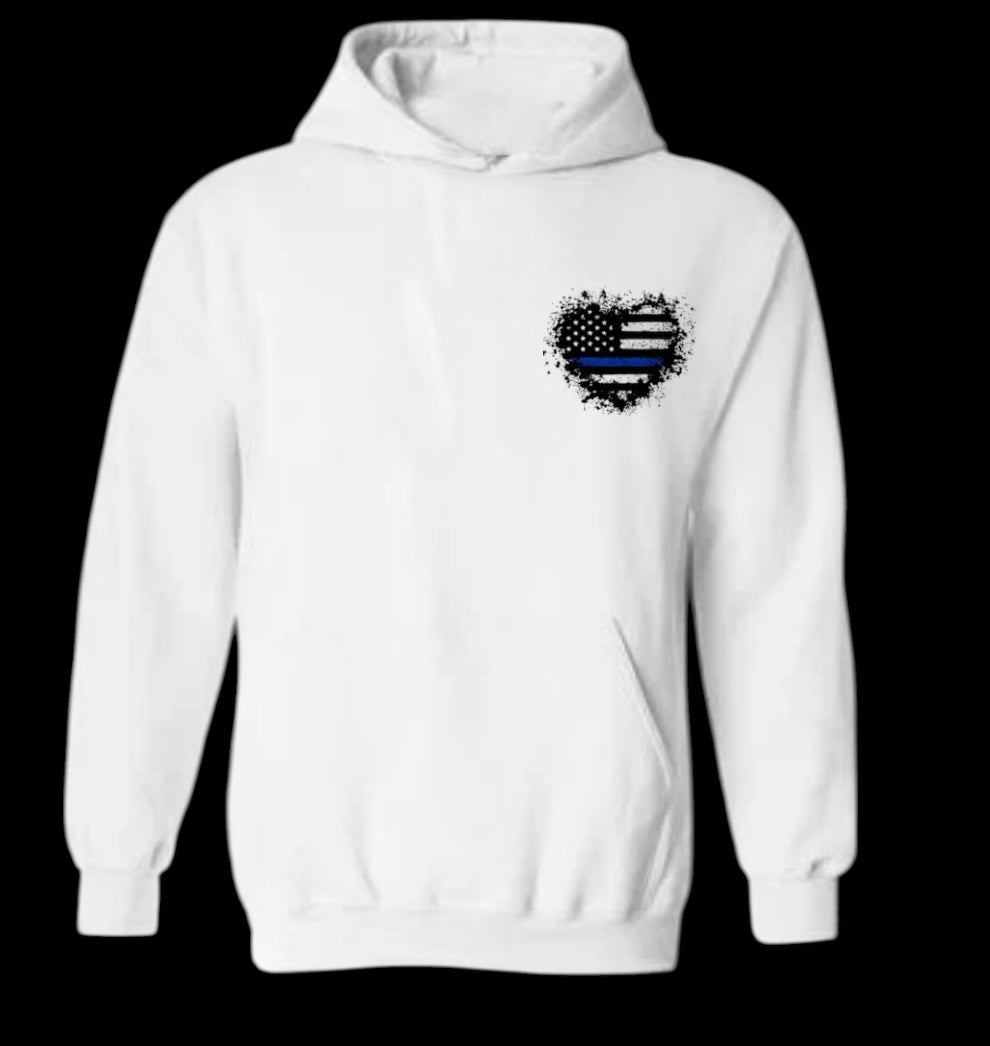 Heart American Flag Blue Line Unisex Heavy Blend™ 50/50 Hoodie