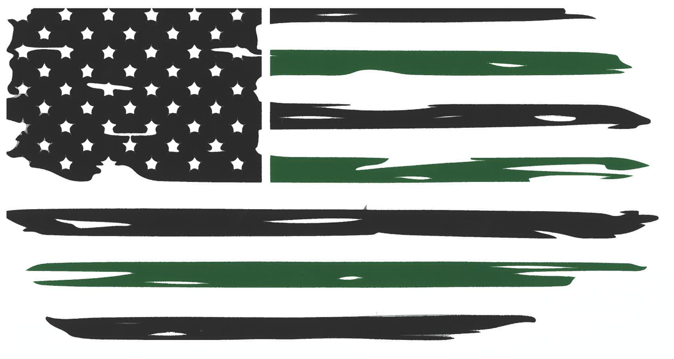 American Flag-Green Line Youth Heavy Cotton T-Shirt