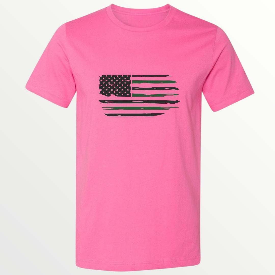 American Flag-Green Line Youth Heavy Cotton T-Shirt