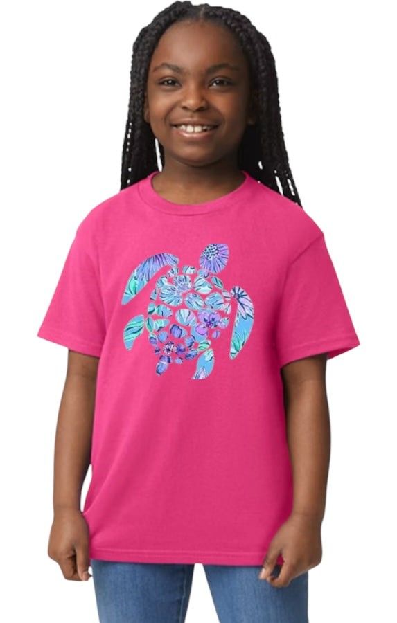 Blue & Green Sea Turtle Youth Heavy Cotton T-Shirt