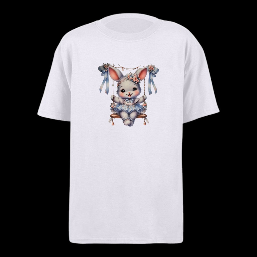 Bunny Swinging Kids Heavy Cotton T-Shirt