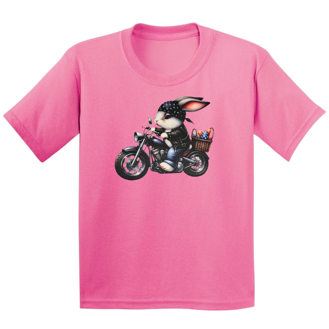 Motorcycle Easter  Bunny Youth Heavy Cotton T-Shirt