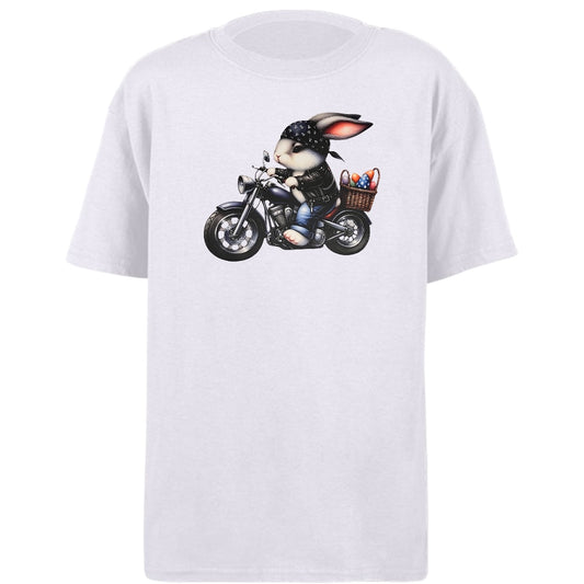 Motorcycle Easter  Bunny Youth Heavy Cotton T-Shirt