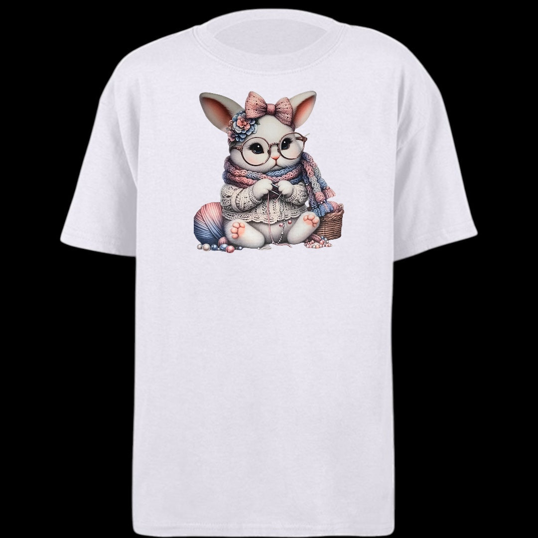 Knitting Bunny Kids Heavy Cotton T-Shirt