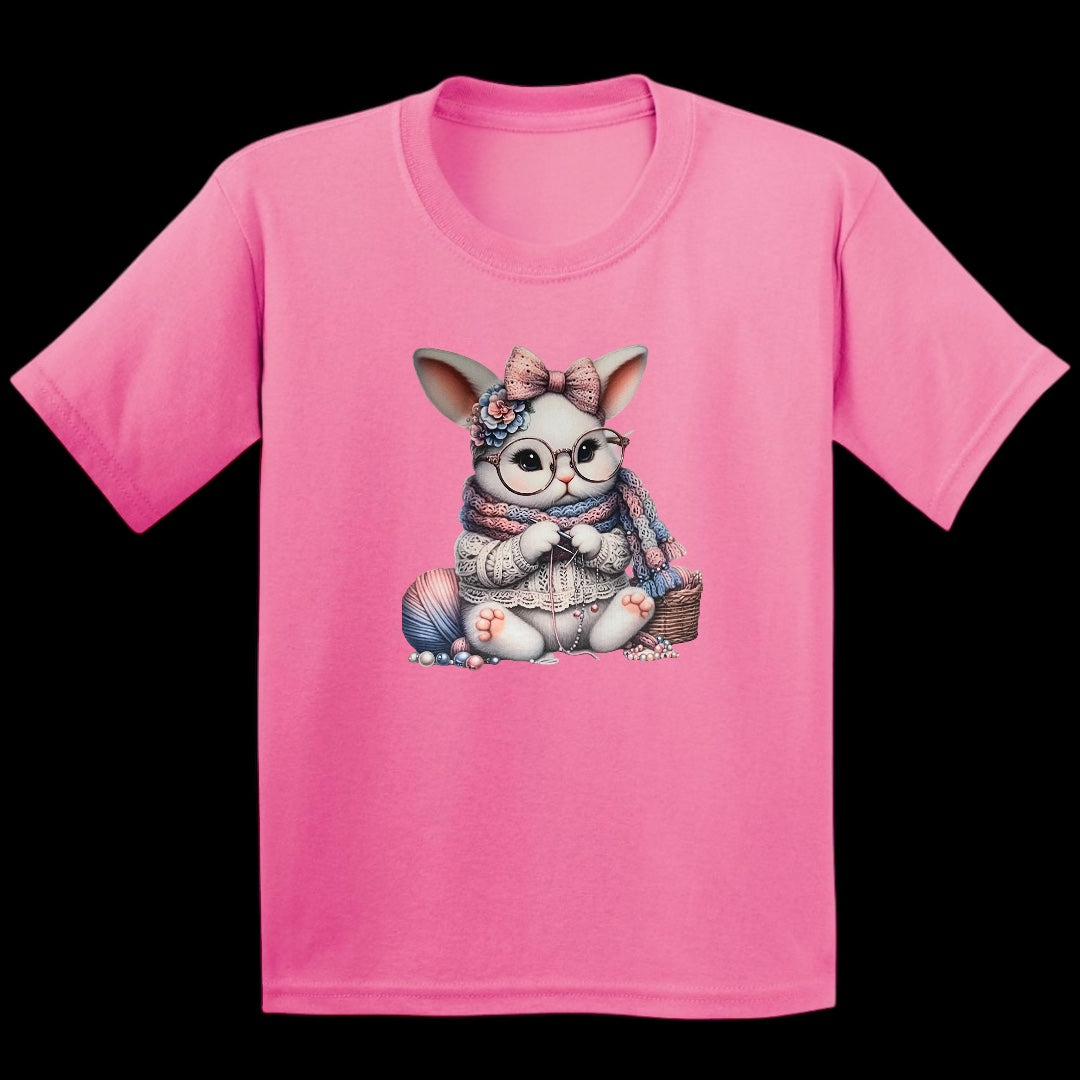 Knitting Bunny Kids Heavy Cotton T-Shirt