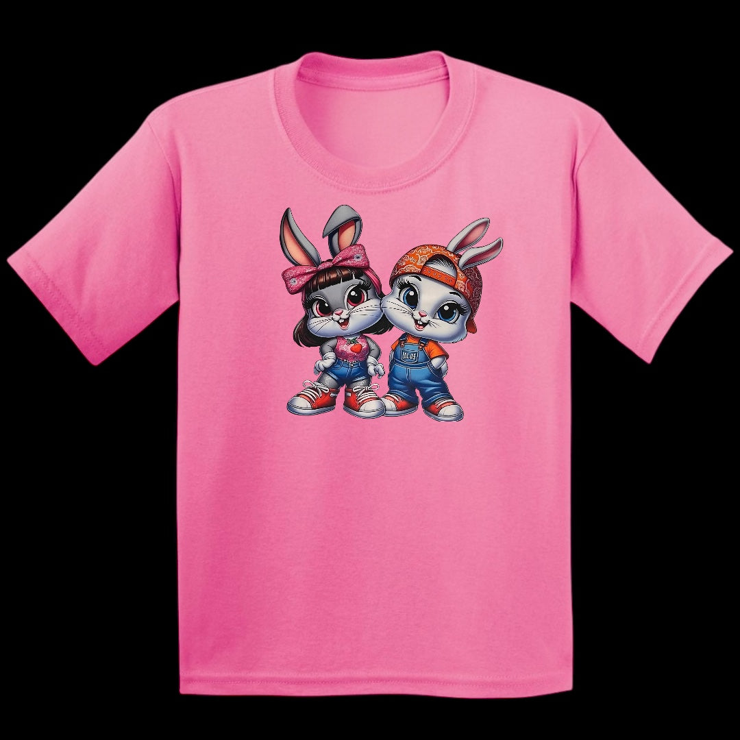 Pair of Bunnies Kids Heavy Cotton T-Shirt