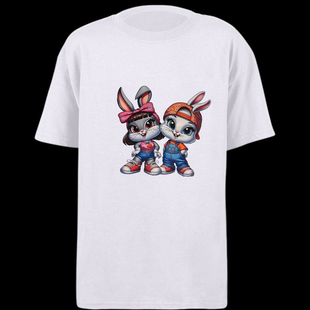 Pair of Bunnies Kids Heavy Cotton T-Shirt