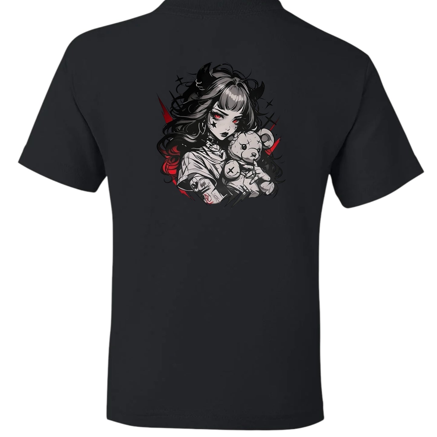 Goth Girl with Bear Heavy Cotton T-Shirt